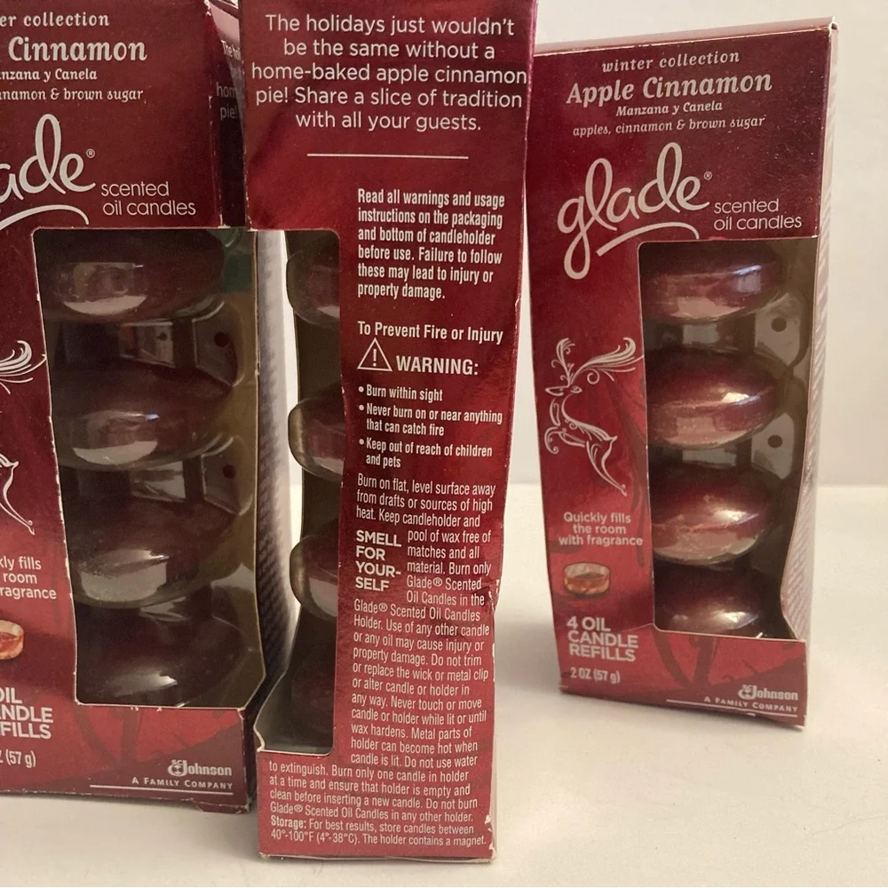 Glade Scented Oil Candle Holder & 3 Refills Apple Cinnamon Discontinued